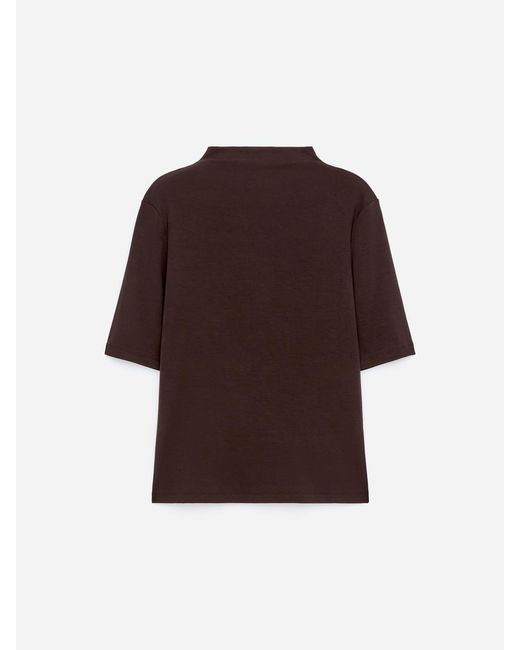 ARKET Brown Rib Mock-Neck Top