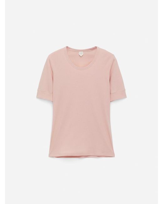 ARKET Pink Ribbed T-Shirt