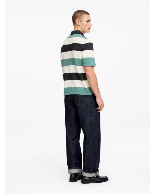 ARKET Green Block-Stripe Polo Shirt for men
