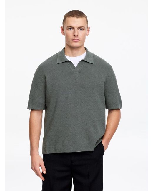 ARKET Gray Cotton Linen Polo Shirt for men