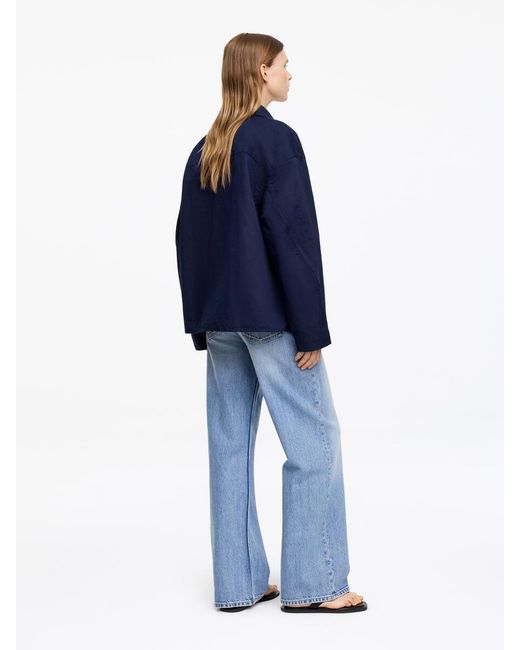 ARKET Blue Linen-Cotton Overshirt