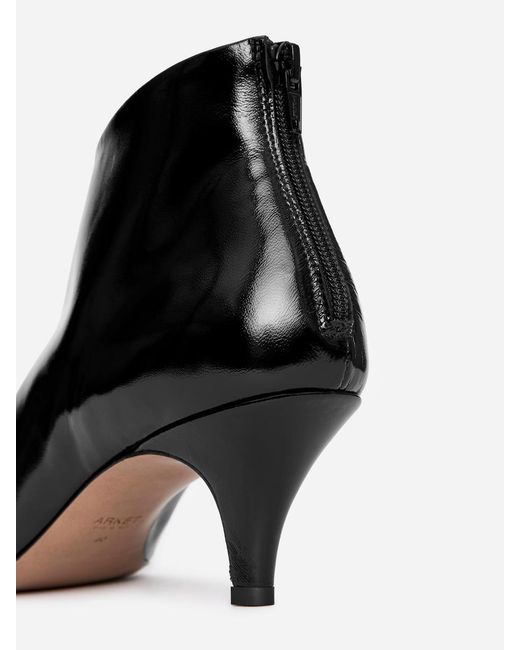 ARKET Black Glossy Leather Ankle Boots