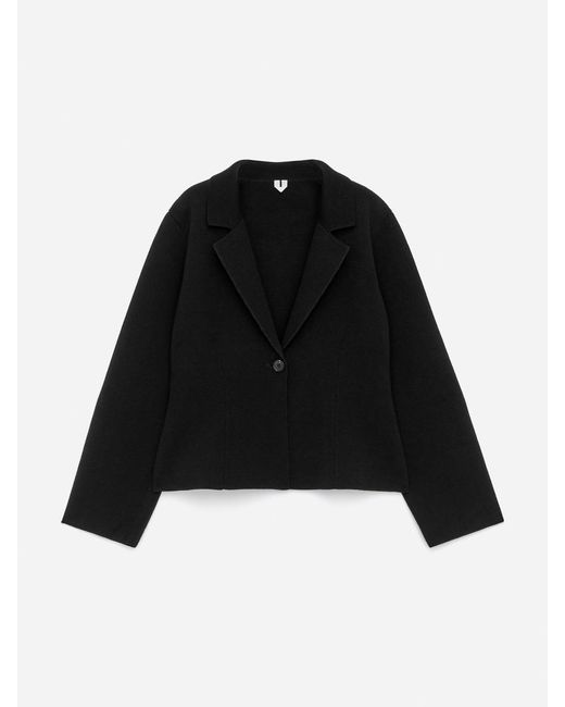 ARKET Black Knitted Wool-Cotton Jacket