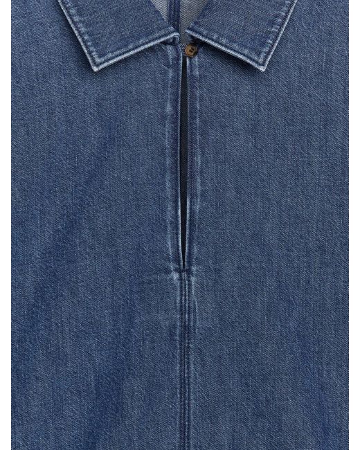 ARKET Blue Puff-Sleeve Denim Blouse