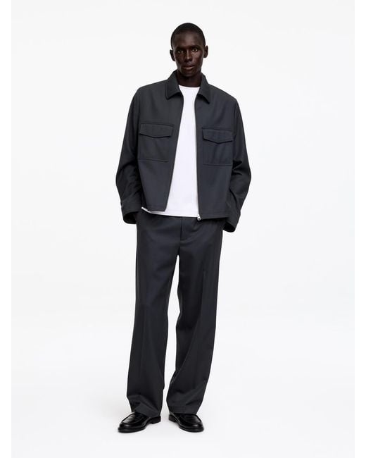 ARKET Blue Wide Wool Blend Trousers for men