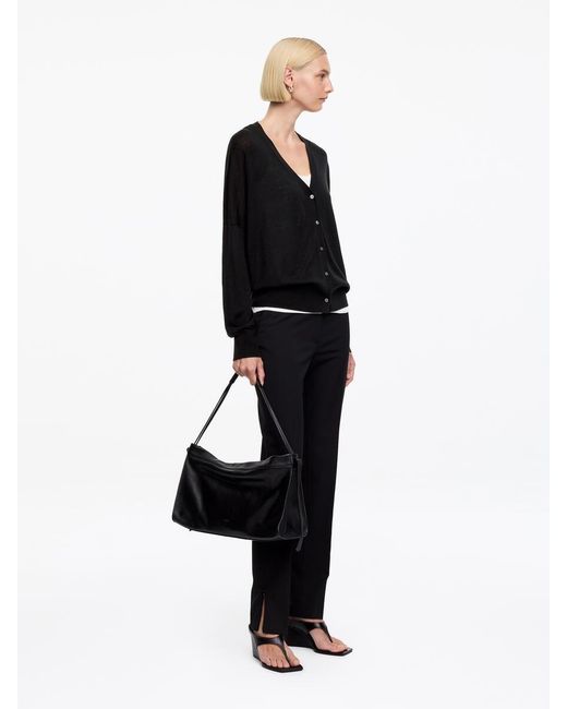 ARKET Black Wool-Lyocell Cardigan