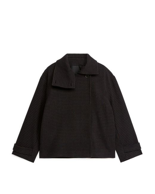 ARKET Black Checkered Wool-blend Jacket