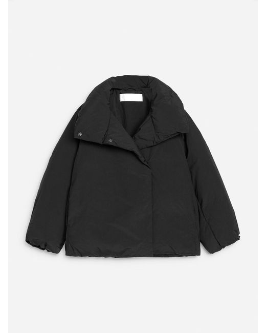 ARKET Black Upcycled Down High-Collar Jacket