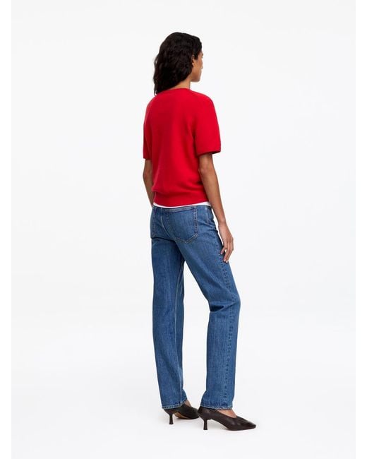 ARKET Red Short-Sleeve Wool-Cotton Jumper