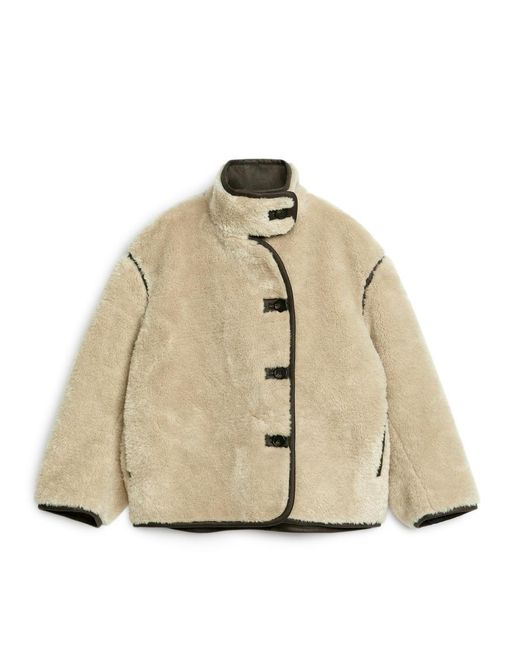 ARKET Natural Faux Fur Jacket