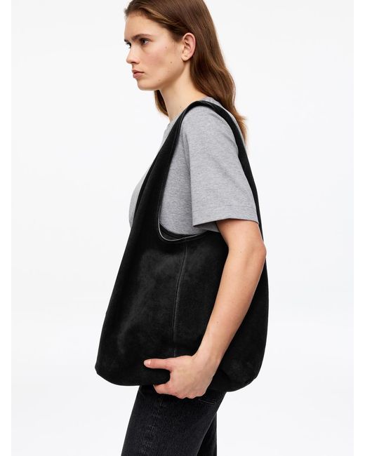 ARKET Gray Slouchy Split Suede Bag