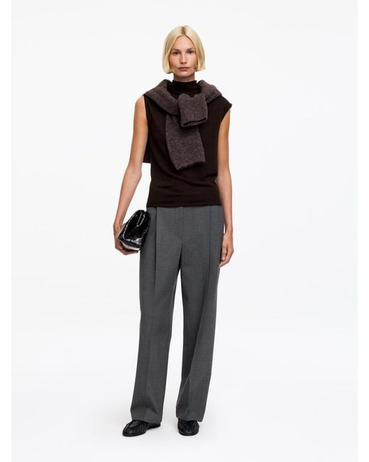 ARKET Gray Pleated Wool-Blend Trousers