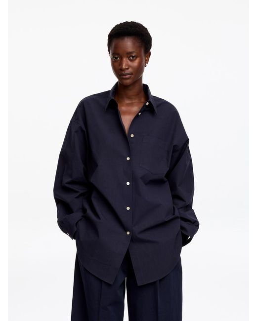 ARKET Blue Batwing-Sleeve Shirt