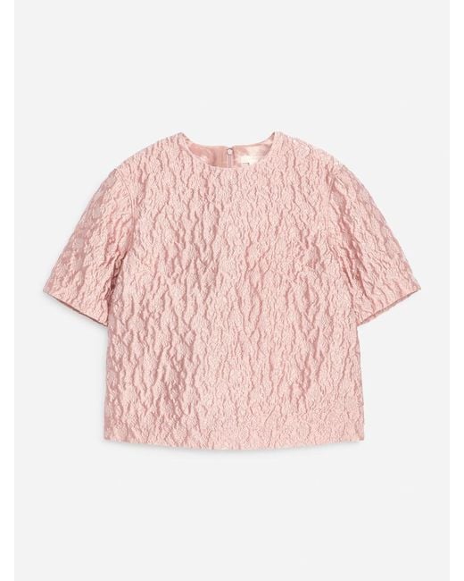 ARKET Pink Brocade Top