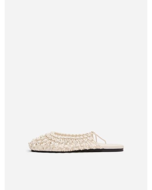 ARKET White Woven Leather Slingback Flats