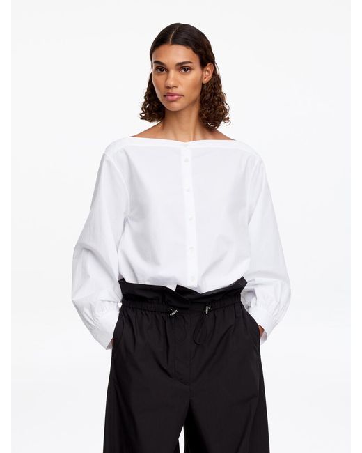 ARKET White Boat-Neck Cotton Blouse