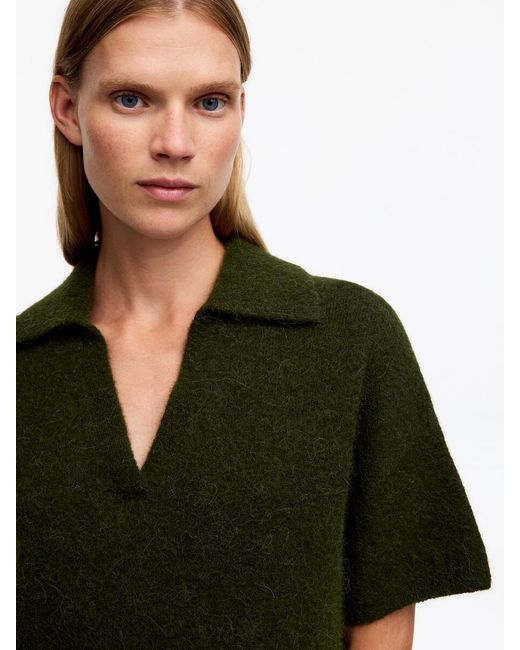 ARKET Green Knitted Polo Jumper