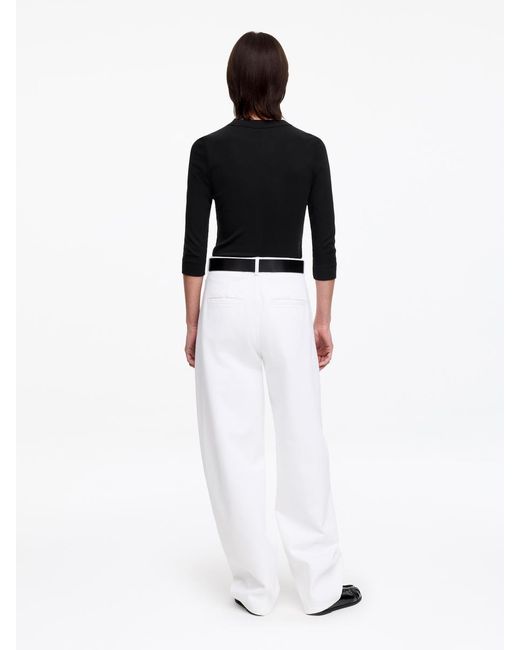 ARKET Black Slim Crop-Sleeve Rib T-Shirt