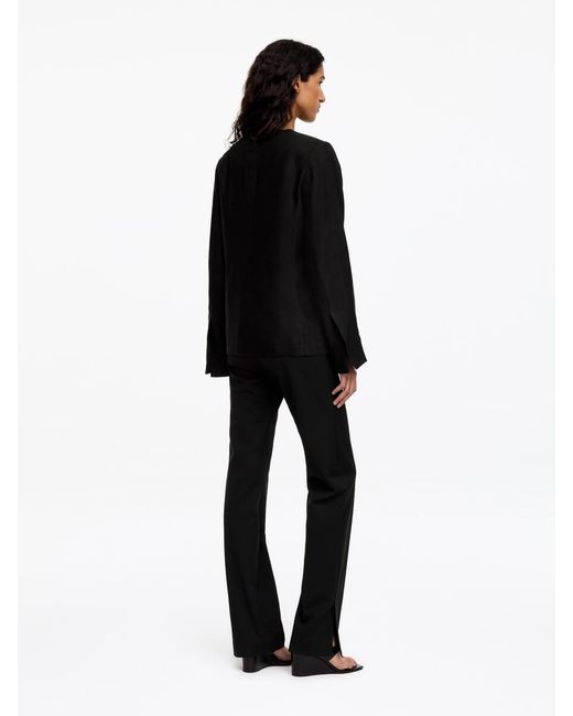 ARKET Black Linen-Blend Collarless Blazer