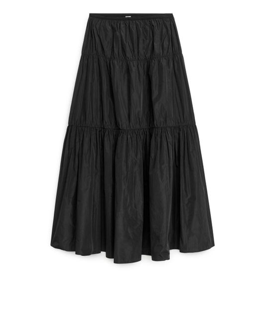 ARKET Black Tiered Maxi Skirt