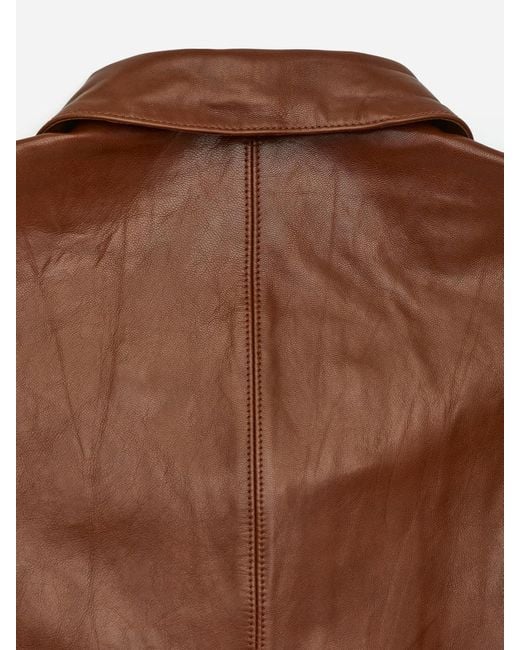 ARKET White Double-Breasted Leather Jacket