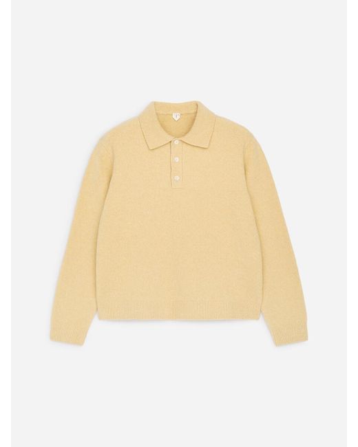 ARKET Natural Knitted Cotton Blend Polo Shirt for men