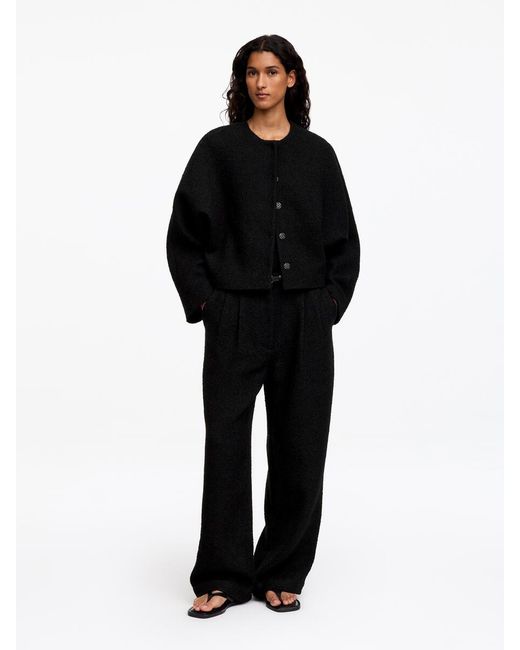 ARKET Black Bouclé Wool Blend Trousers