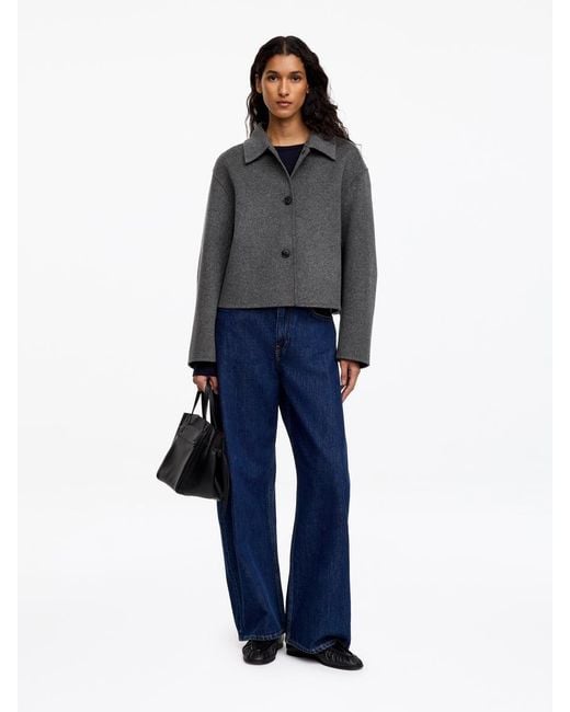 ARKET Blue Doublé Wool-Blend Overshirt