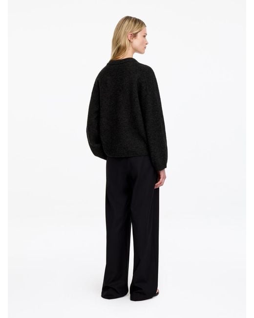 ARKET Black Alpaca-Wool Blend V-Neck Jumper