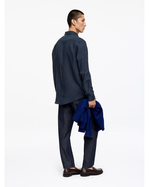 ARKET Blue Regular Linen Shirt for men