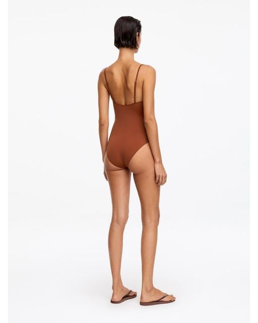 ARKET Brown Square-Neck Swimsuit