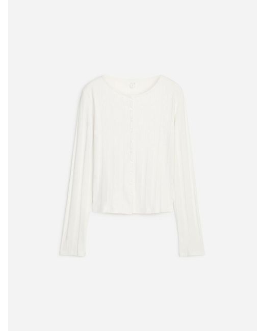 ARKET White Ribbed Button-Front Top