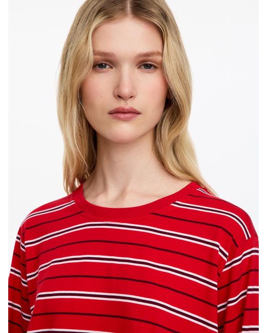 ARKET Red Striped Long-Sleeved T-Shirt