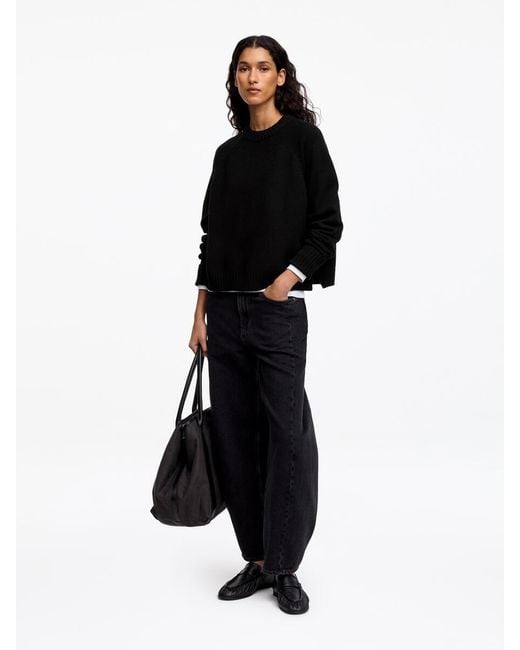 ARKET Black Folded Sleeve Wool Jumper