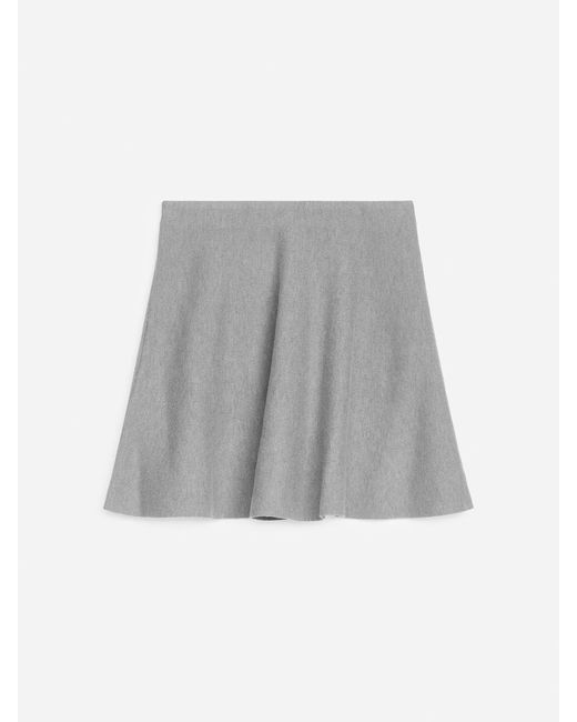 ARKET Gray Wool-Blend Mini Skirt
