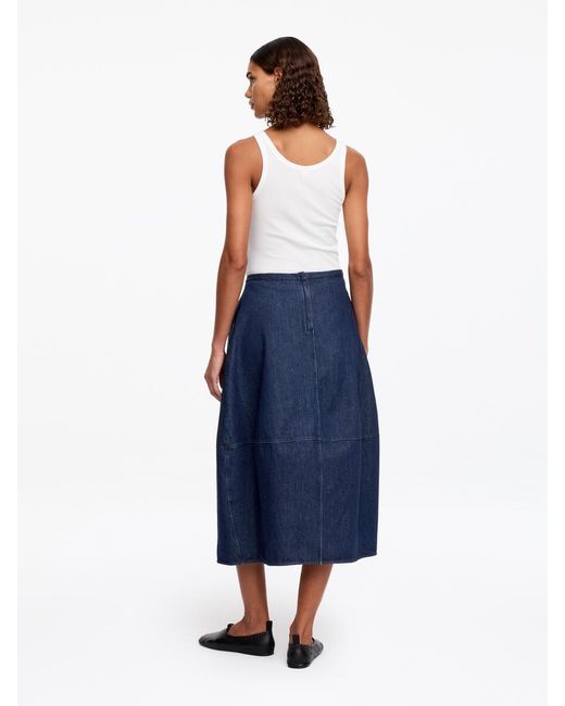 ARKET Blue Barrel Denim Skirt