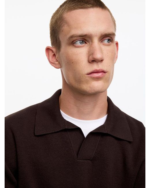 ARKET Brown Cotton Silk Blend Polo Shirt for men