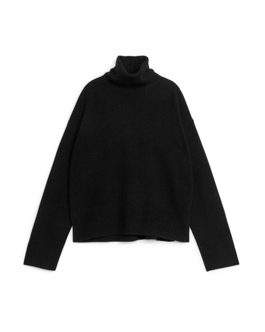 ARKET Black Roll-neck Cashmere-wool Jumper