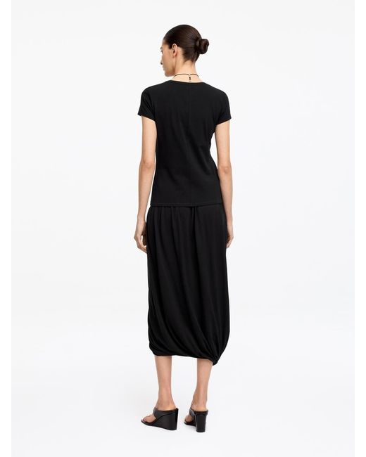 ARKET Black Draped Midi Skirt