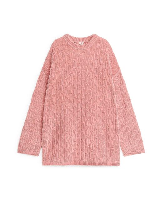 ARKET Pink Cable-knit Chenille Jumper