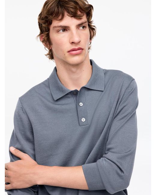 ARKET Blue Merino Polo Jumper for men