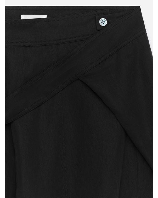 ARKET Black Wrap-Front Tailored Trousers