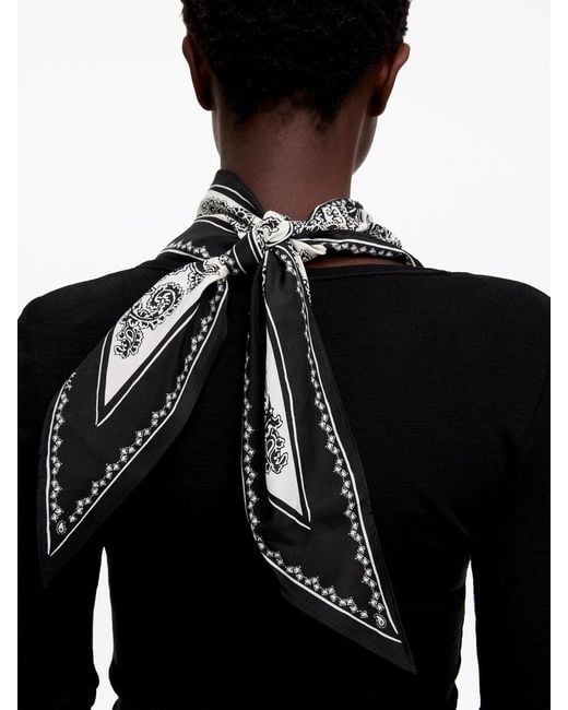 ARKET Black Cotton-Silk Paisley Scarf