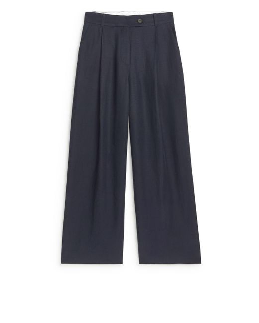 ARKET Blue Lyocell Linen Trousers