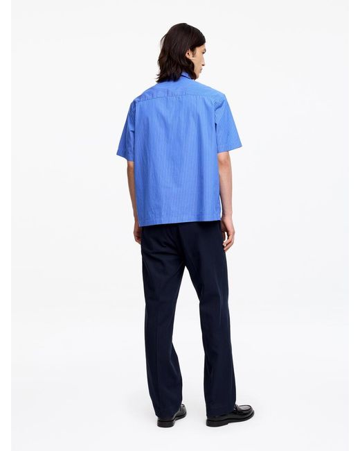 ARKET Blue Short-Sleeve Poplin Shirt for men