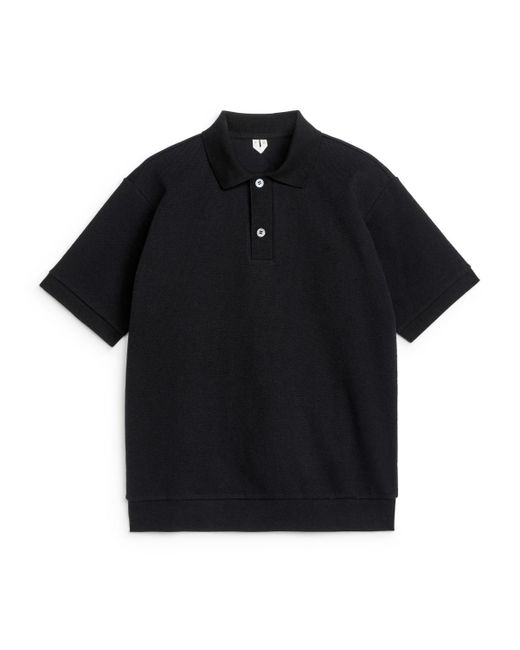 ARKET Black Textured Polo Shirt for men