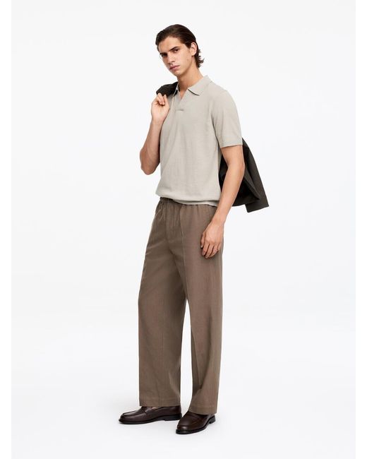 ARKET Gray Cotton Linen Polo Shirt for men