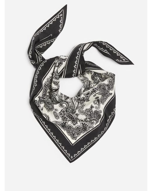 ARKET Black Cotton-Silk Paisley Scarf