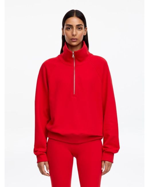 ARKET Red Half-Zip Terry Sweatshirt