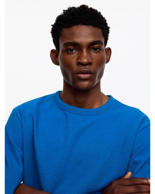 ARKET Blue Relaxed Bouclé T-Shirt for men